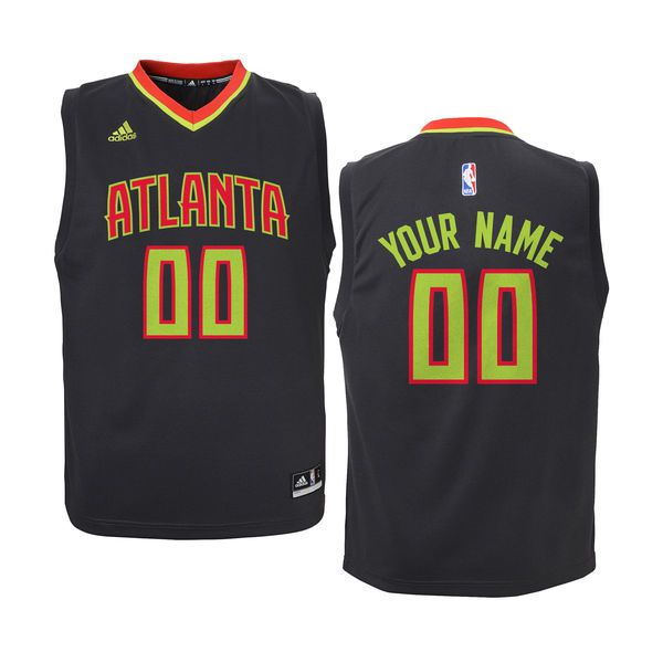 Youth Atlanta Hawks Adidas Black Custom Road NBA Jersey